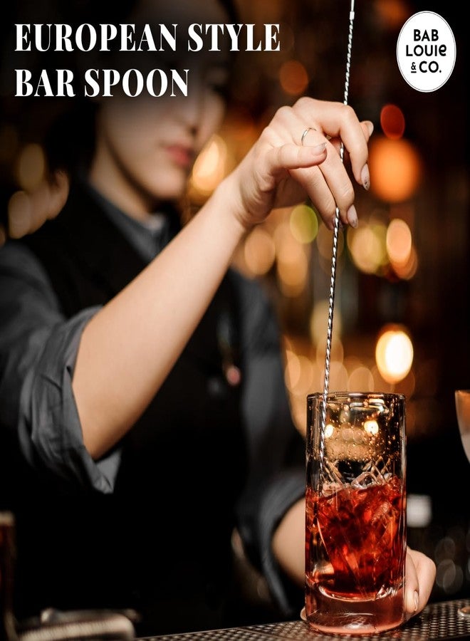 Bab Louie & Co. ملعقة بار من الفولاذ المقاوم للصدأ من باب لوي وشركاه، عبوة من قطعة واحدة، 11 بوصة، ملعقة طويلة، ملعقة بار، ملحقات بار، ملعقة خلط كوكتيل، ملعقة تقليب بمقبض طويل - Image 2